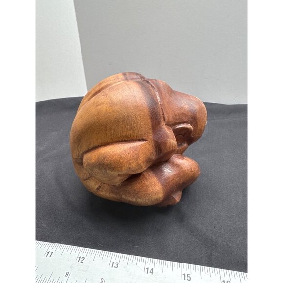 Weeping Crying Buddah Hand-Carved Natural Wood Thinker Sculpture - Picture 5 of 9